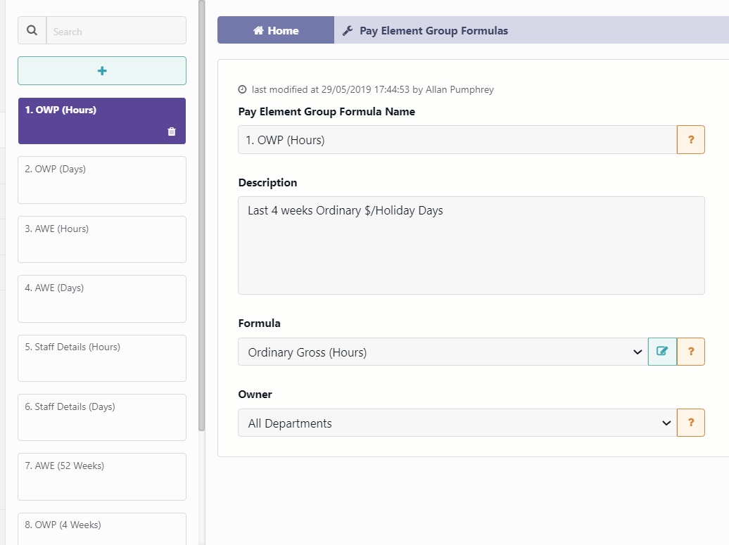 Pay Element Group Formulas
