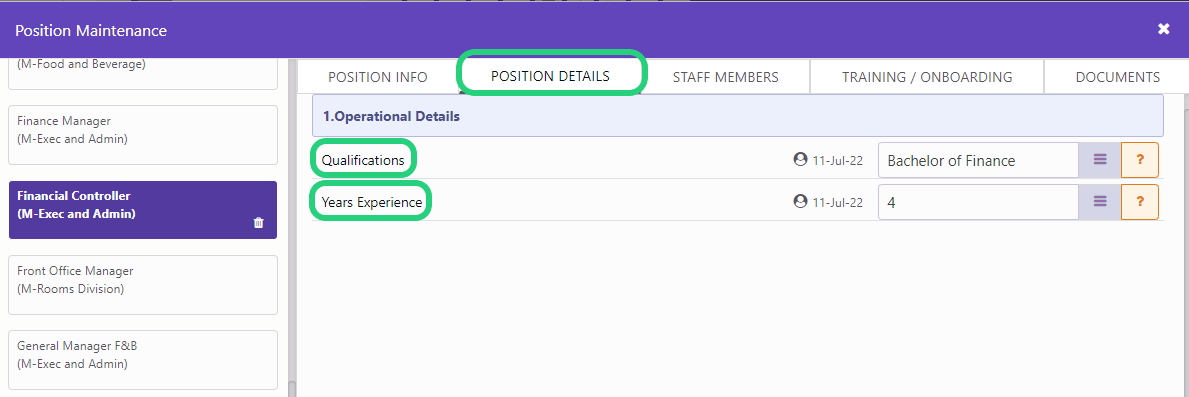 Position Management Form Type