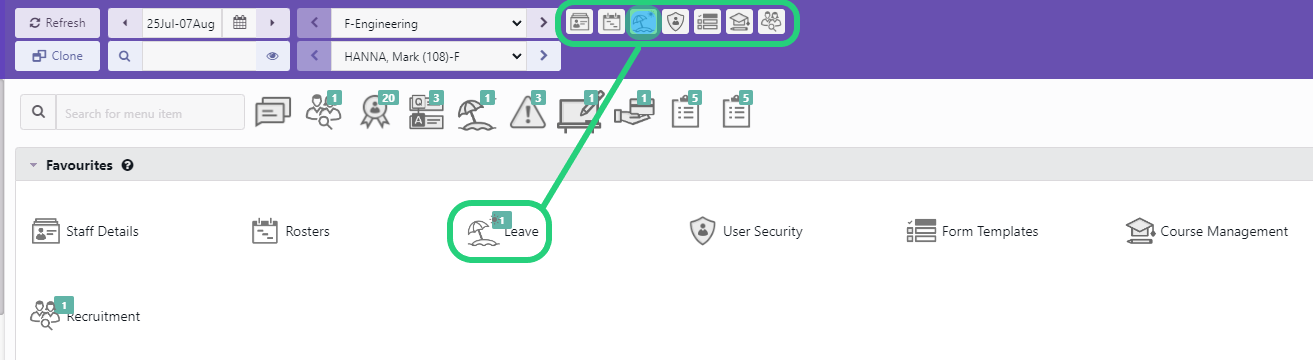 Configuring Favourites Section