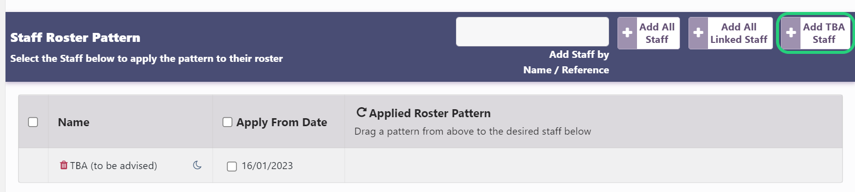 Assign Employees to the Pattern Group in Roster Pattern Designer