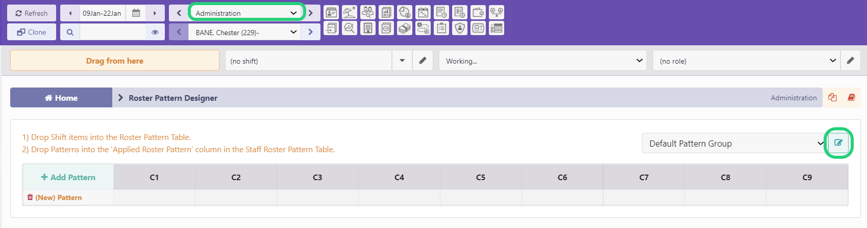 Create a Pattern Group in Roster Pattern Designer