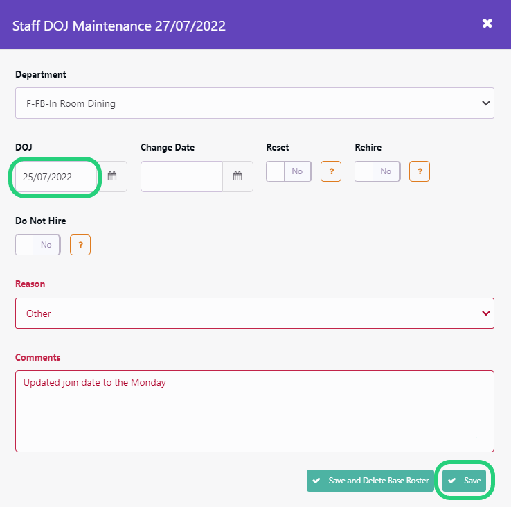 Edit an Employee’s Date of Joining