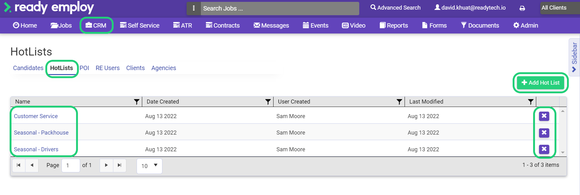 Creating and Managing a Hotlist