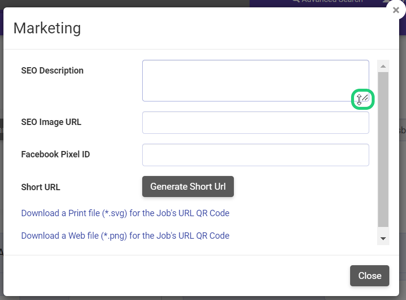 Creating a Short URL and QR Code for a Job