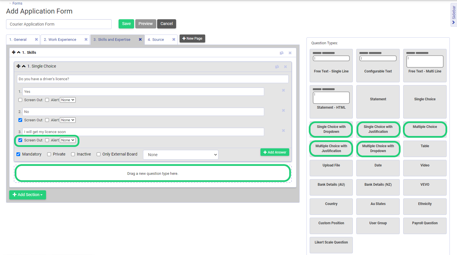 Creating a Screen Out And Alert Question