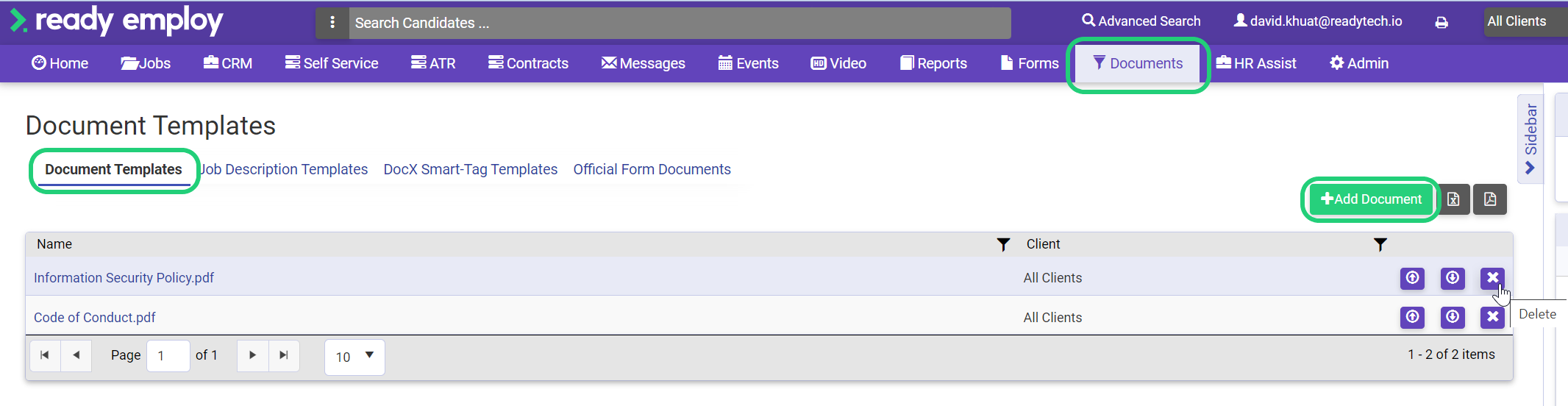 Uploading a Document