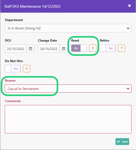 Transfer an Employee from Casual to Permanent