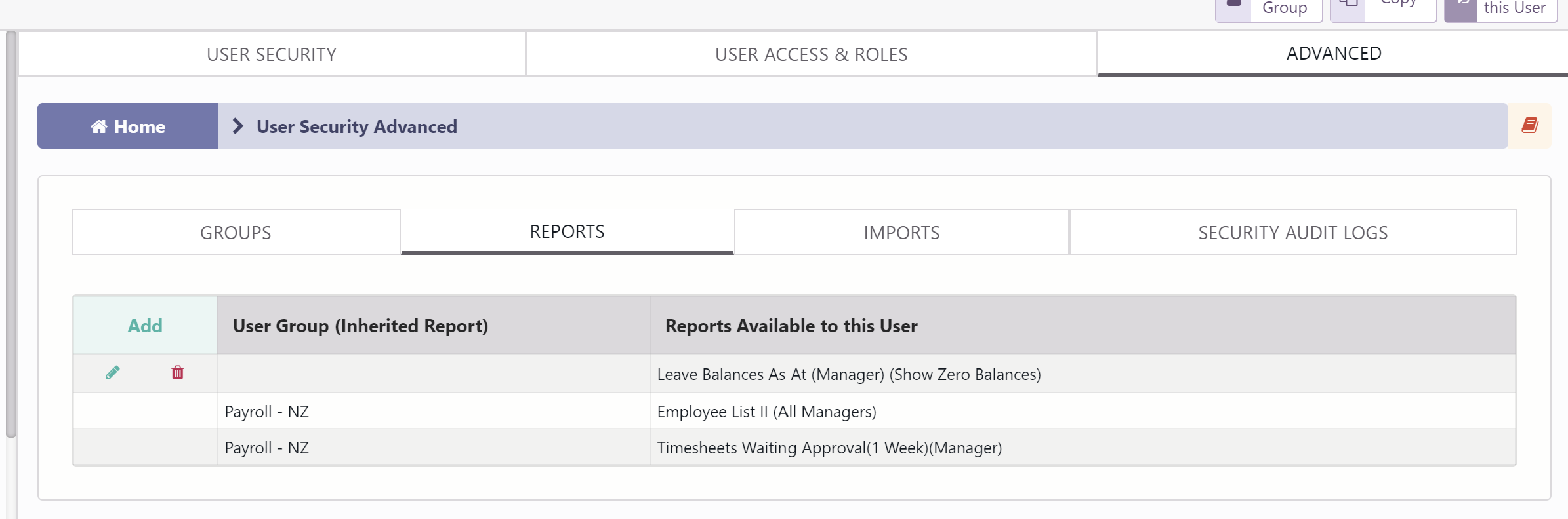 Creating a User Security Profile