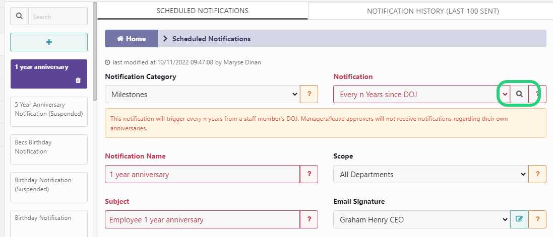 Create a New Schedule Notification