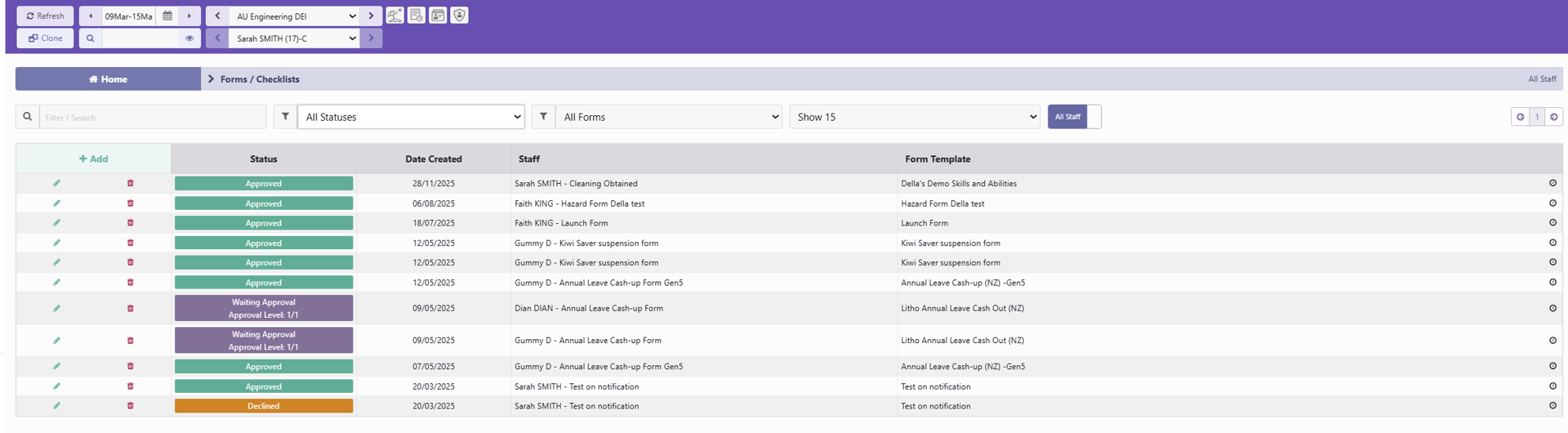 Forms in Ready Workforce