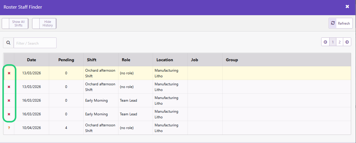 Staff Finder in Roster
